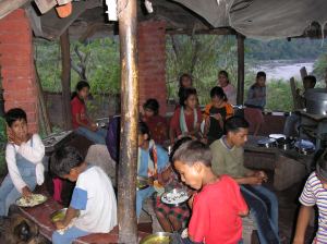 children eating at orphanage