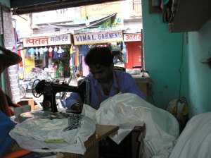 Man sewing my wedding dress